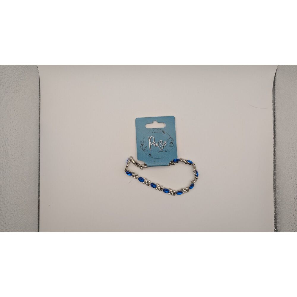 Poise Silver Tone and Blue Brad Bracelet